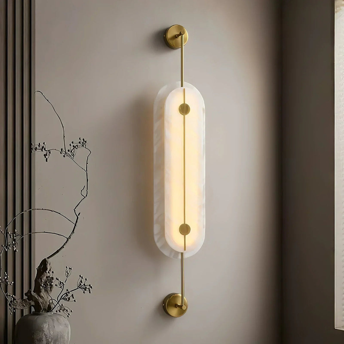 Alabaster Solvane Slender Oval Wall Sconce