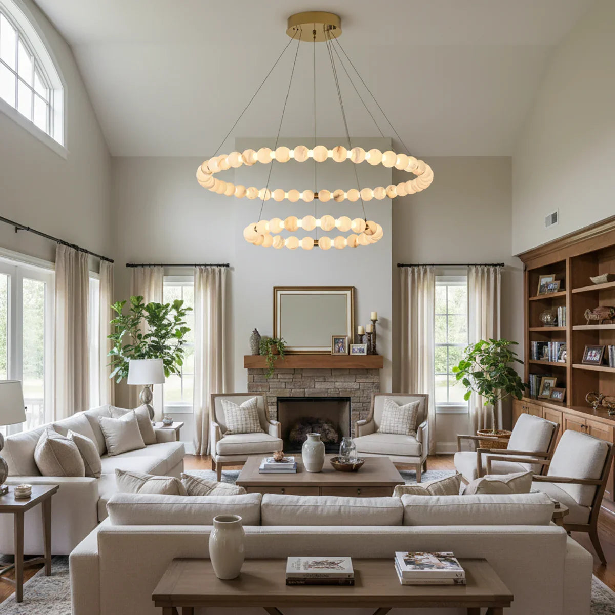 Pearl Alabaster Necklace Round Chandelier