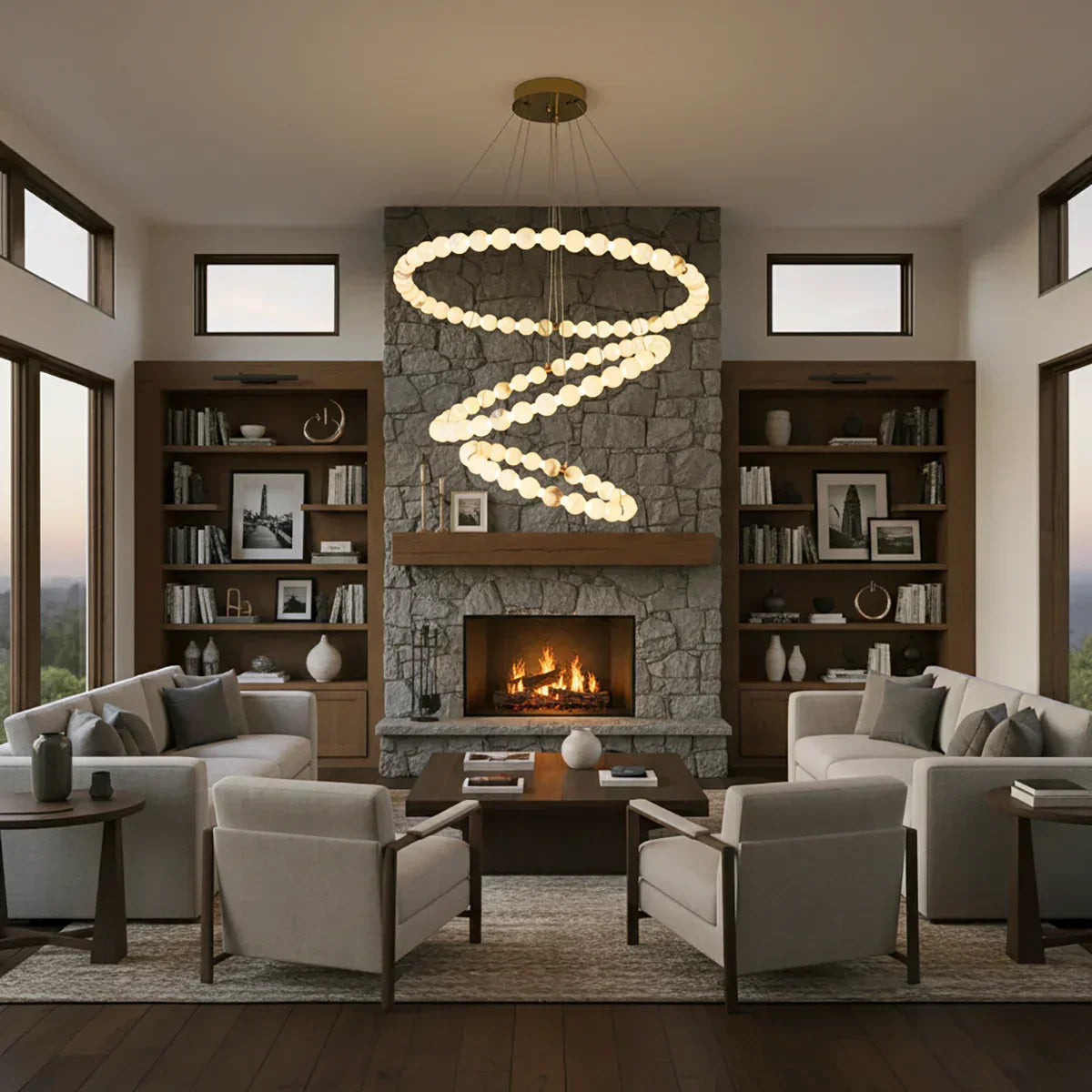Pearl Alabaster Necklace Round Chandelier