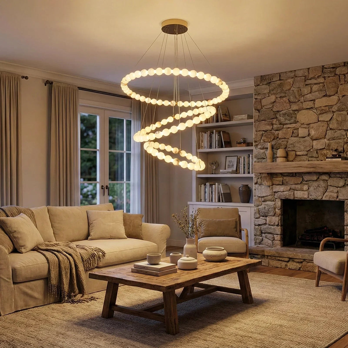 Pearl Alabaster Necklace Round Chandelier
