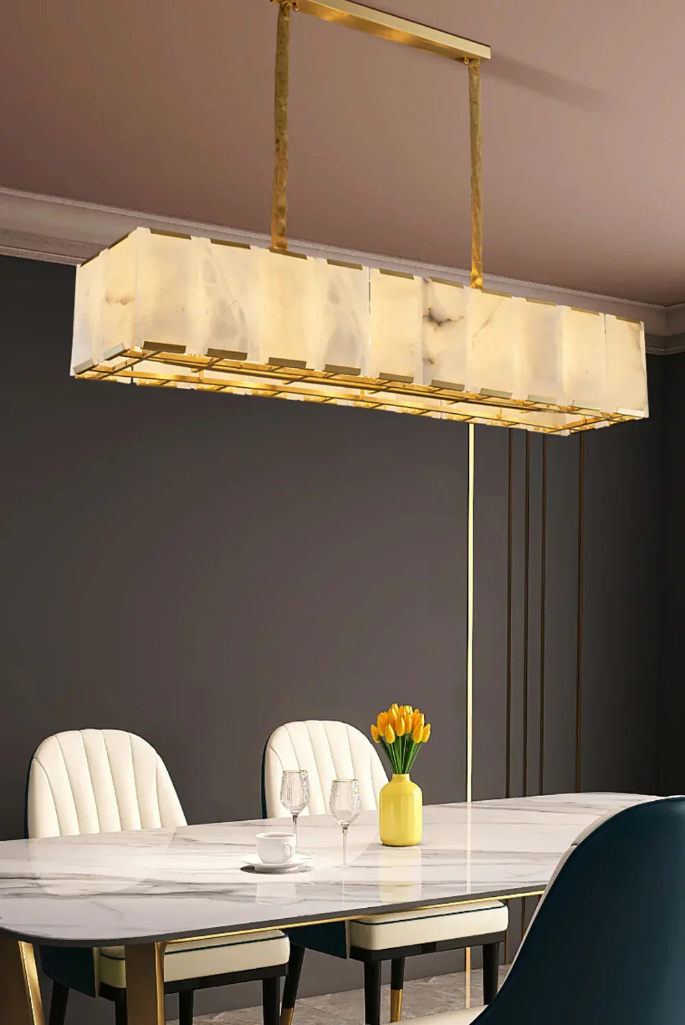 Round Modern Alabaster Chandelier