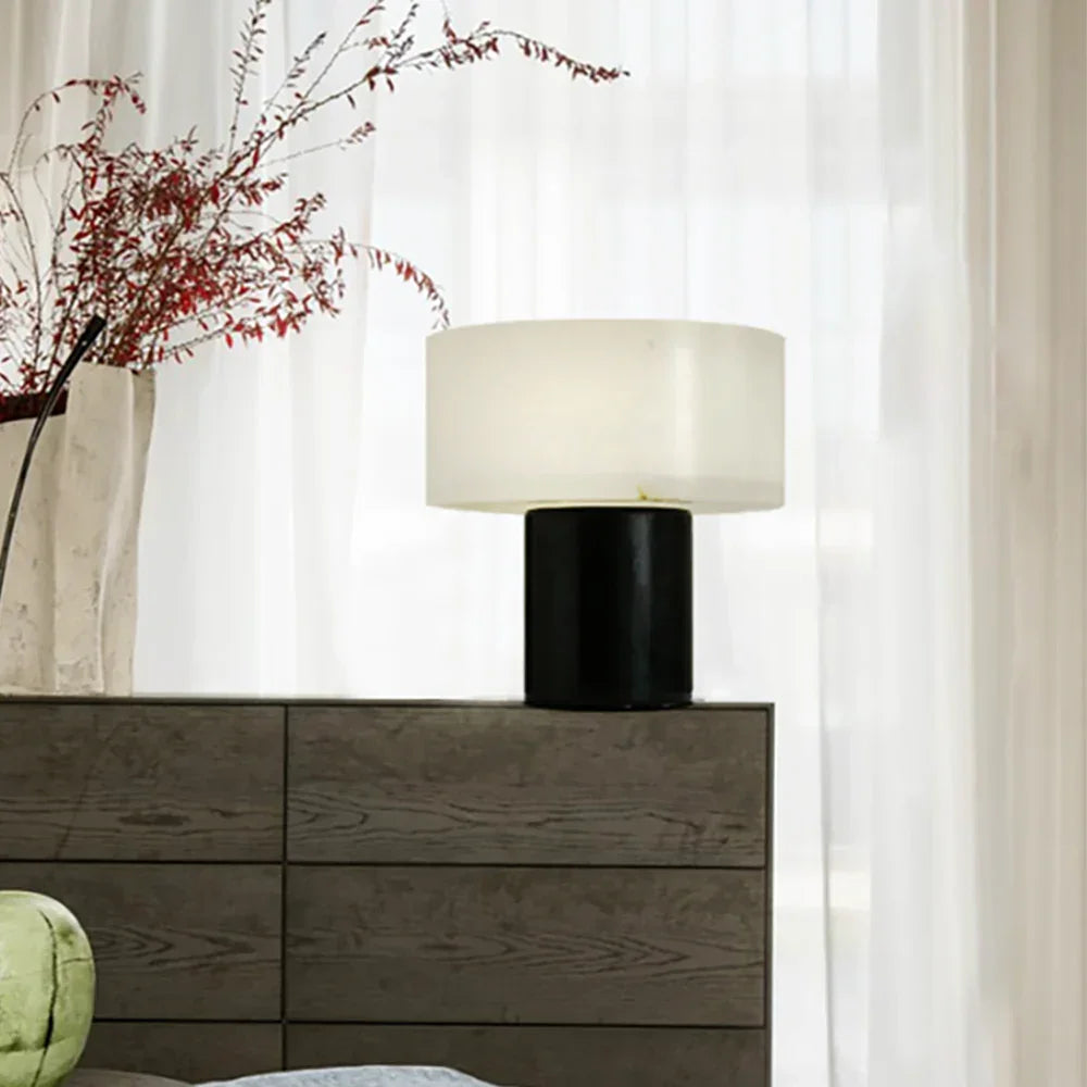 Alabaster Solid Cylindrical Table Lamp