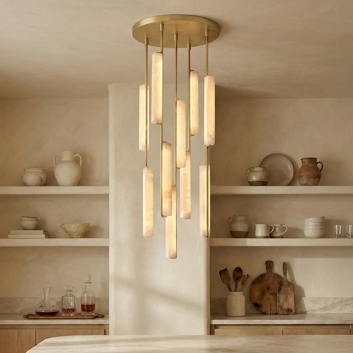 Stalactite Waterfall Linear Alabaster Chandelier