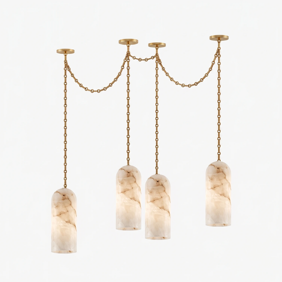 Verian Alabaster Capsule Chain Chandelier