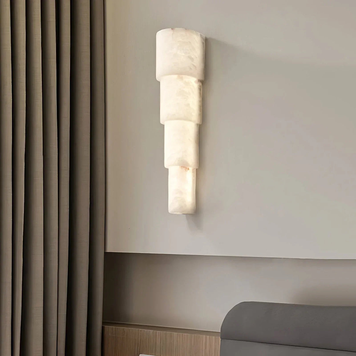 Semi Cylindrical Alba Cascade Alabaster Wall Sconce