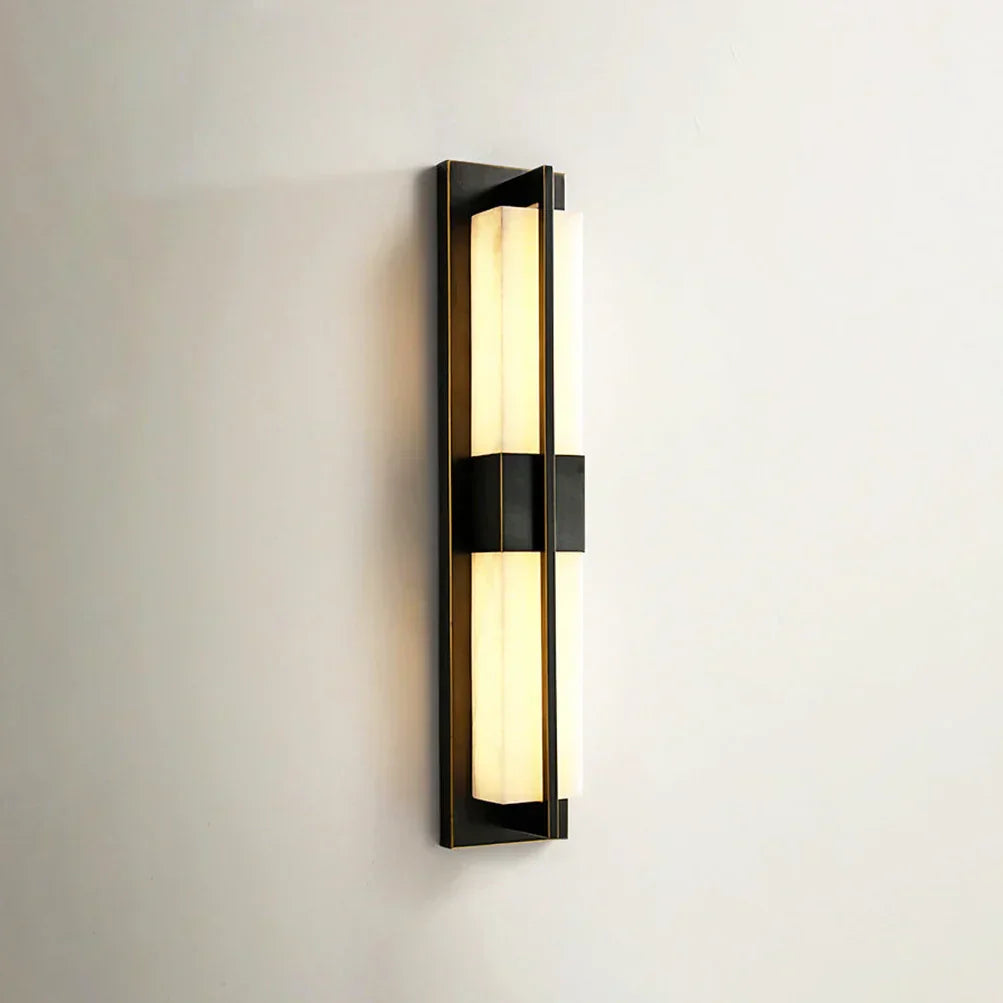 Rectangular Alabaster Modern Brass Wall Sconce