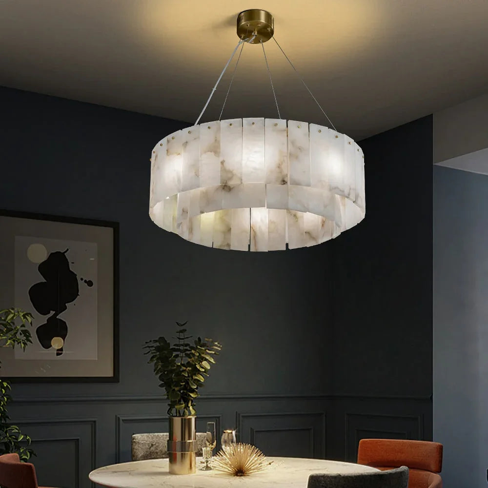 Rectangular Alabaster Round Chandelier