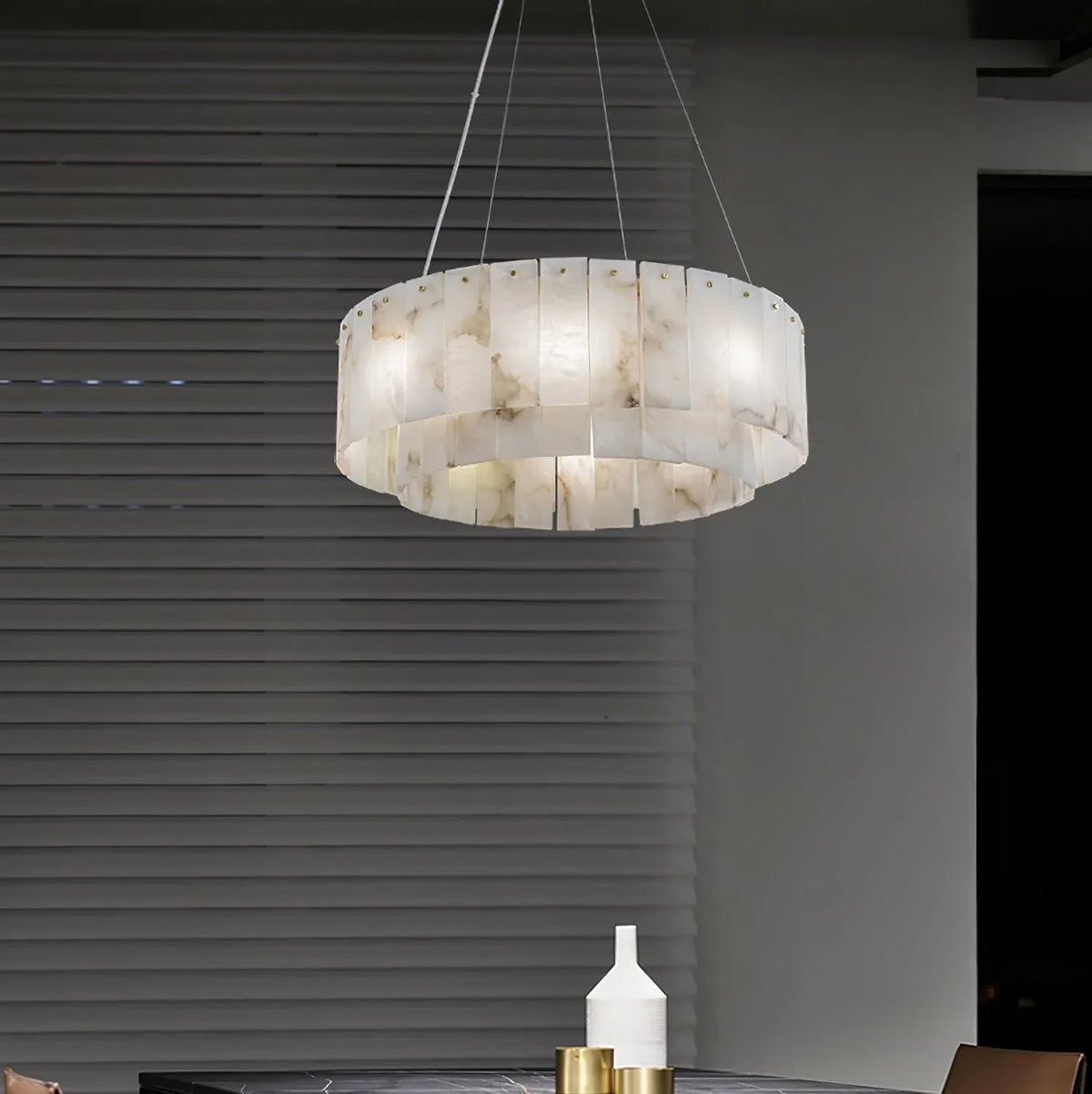 Rectangular Alabaster Round Chandelier
