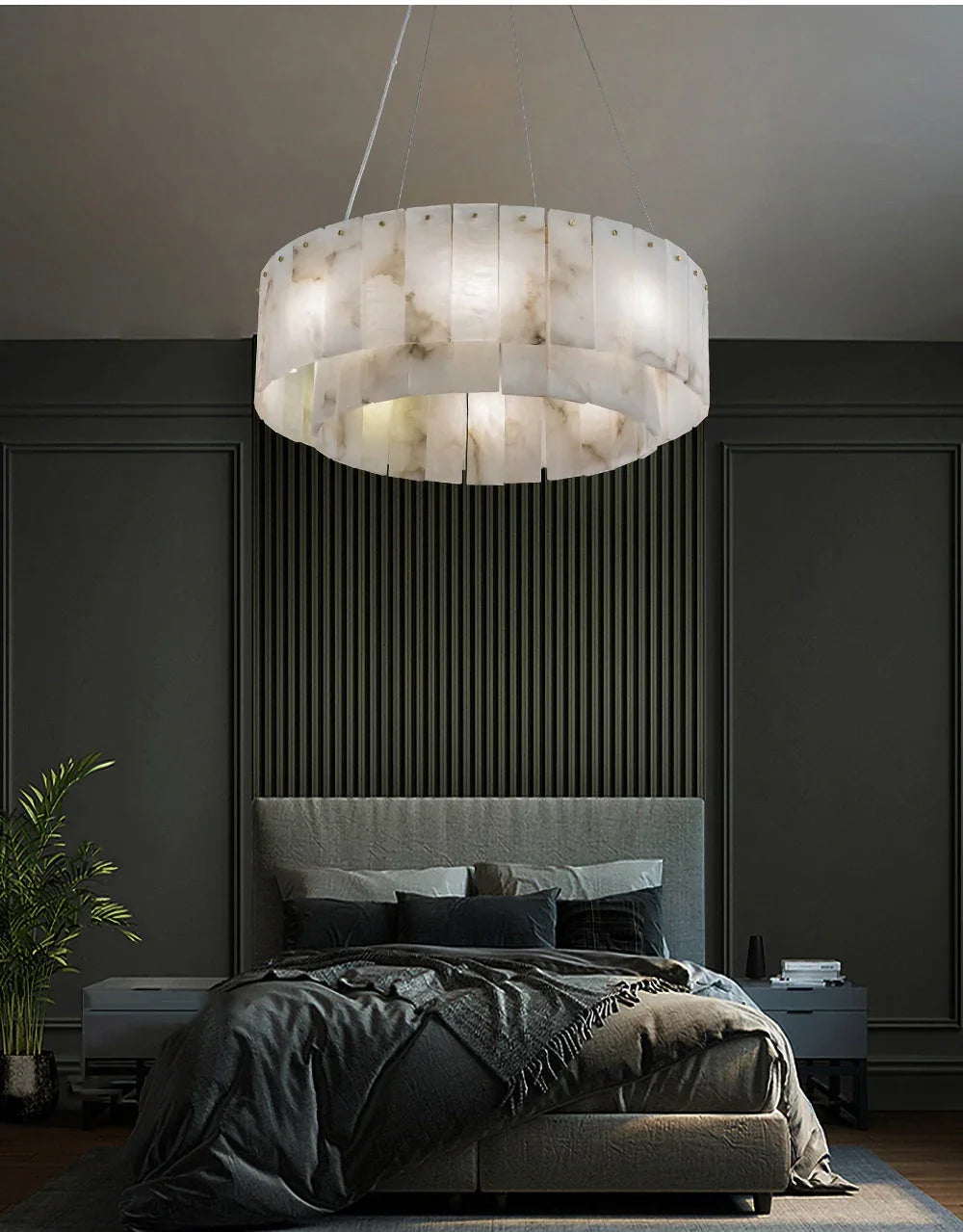 Rectangular Alabaster Round Chandelier