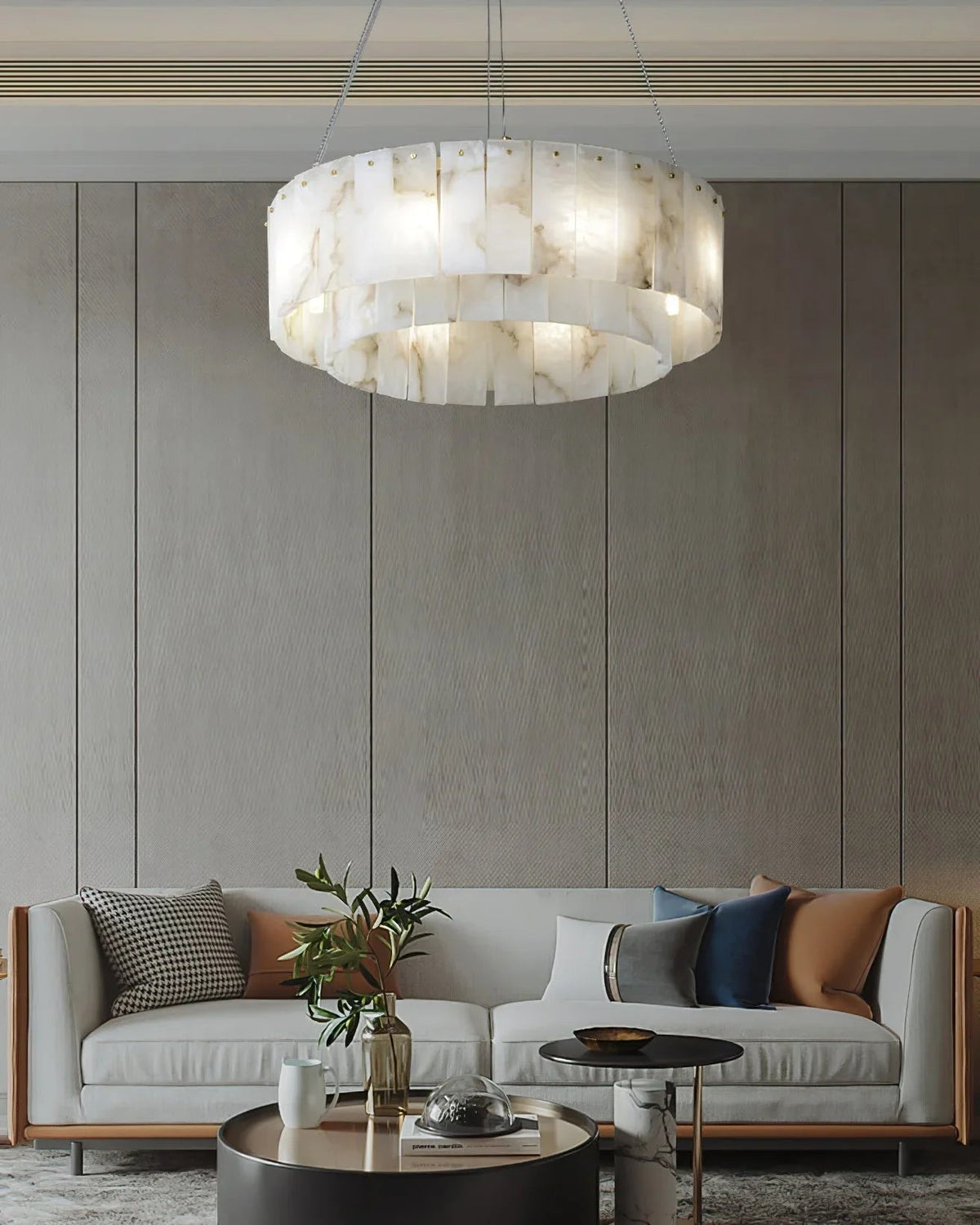 Rectangular Alabaster Round Chandelier