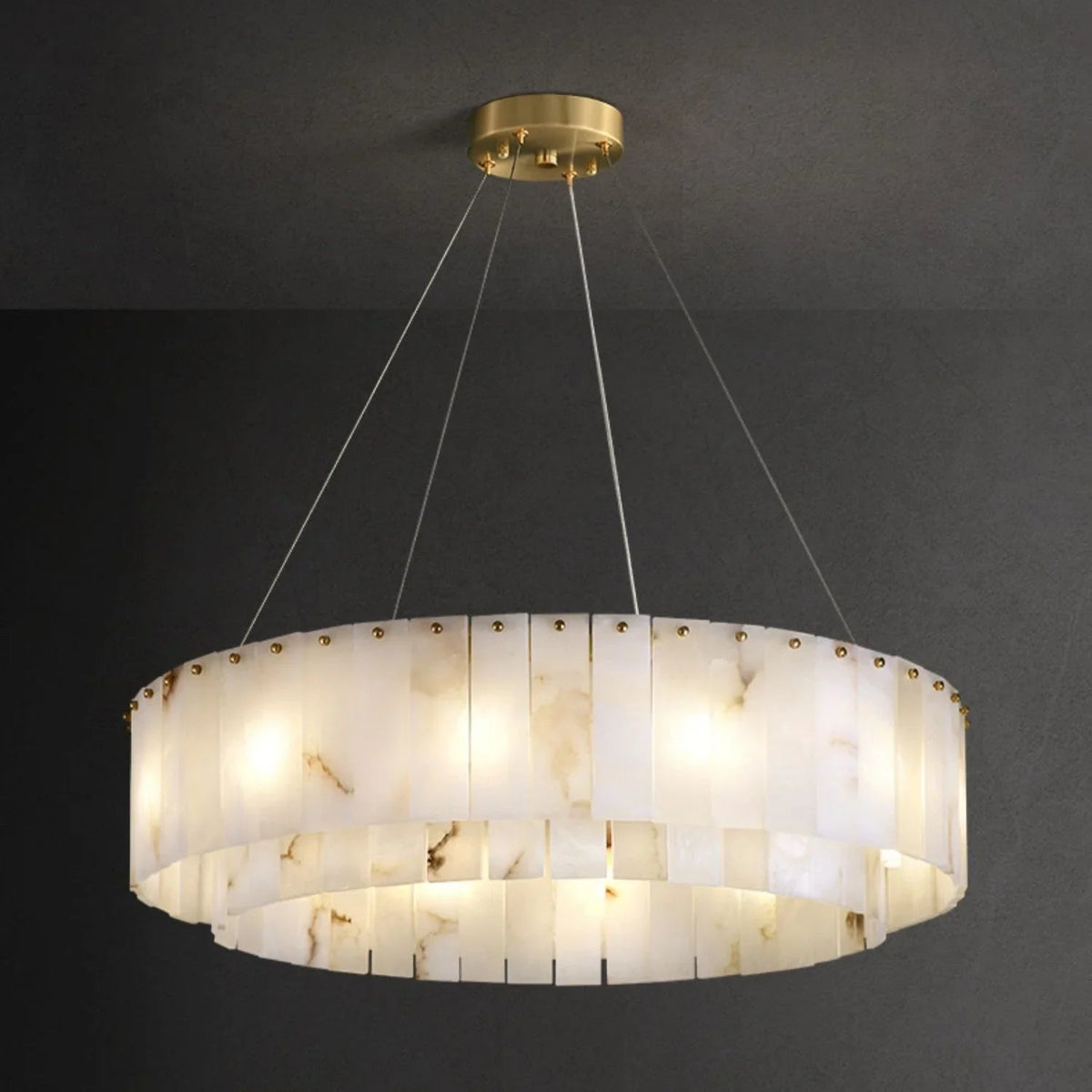 Rectangular Alabaster Round Chandelier