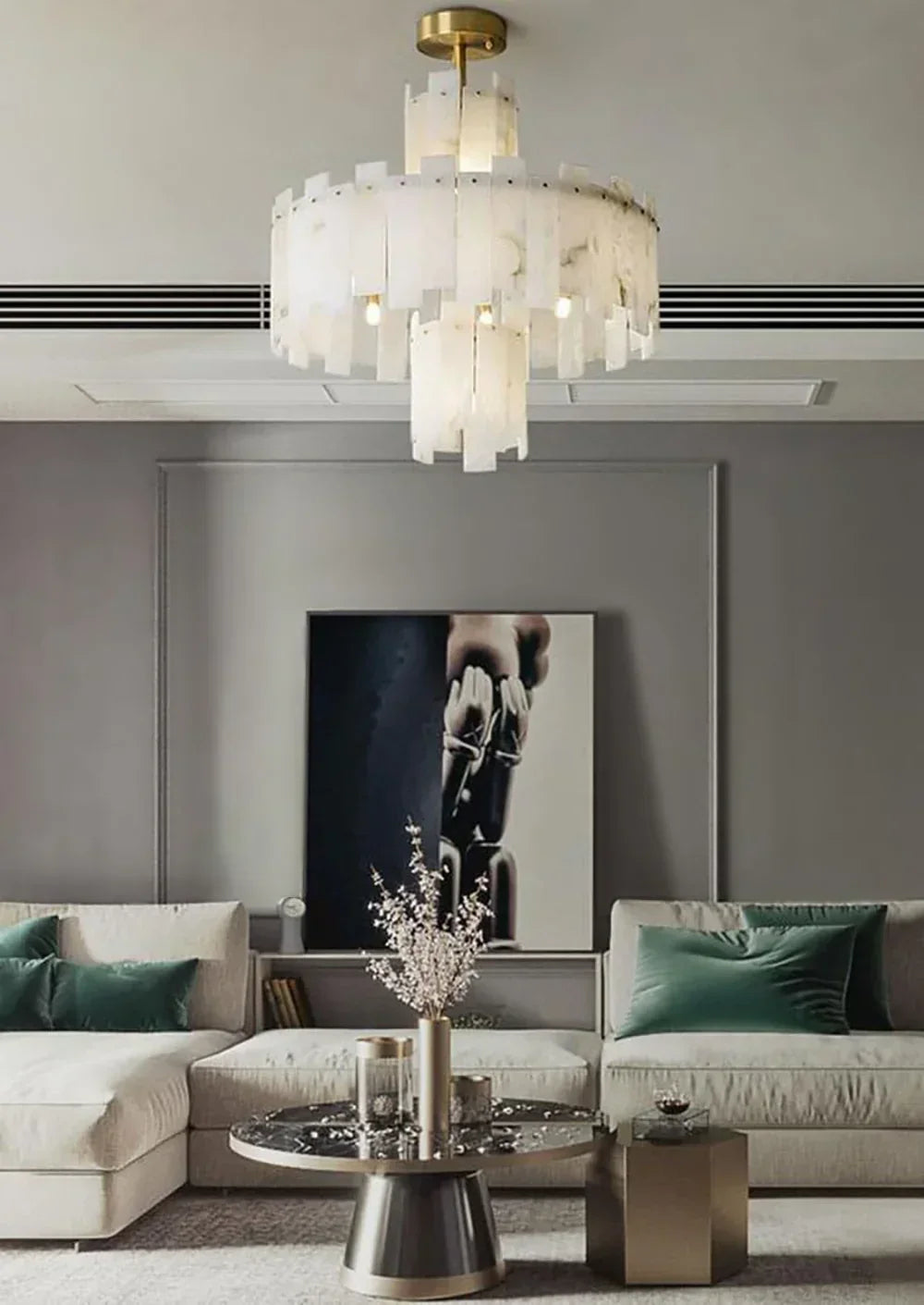 Alabaster Regina Modern Round Chandelier