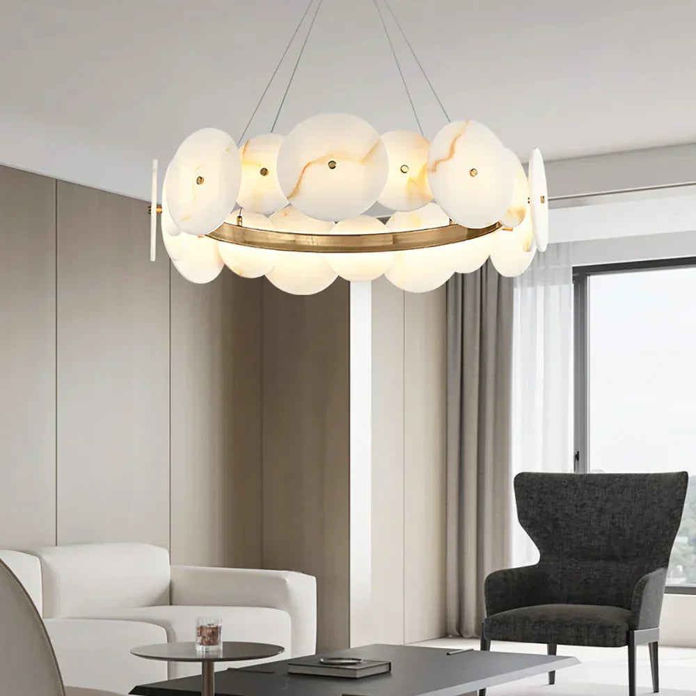 Alabaster Multiple Round Chandelier