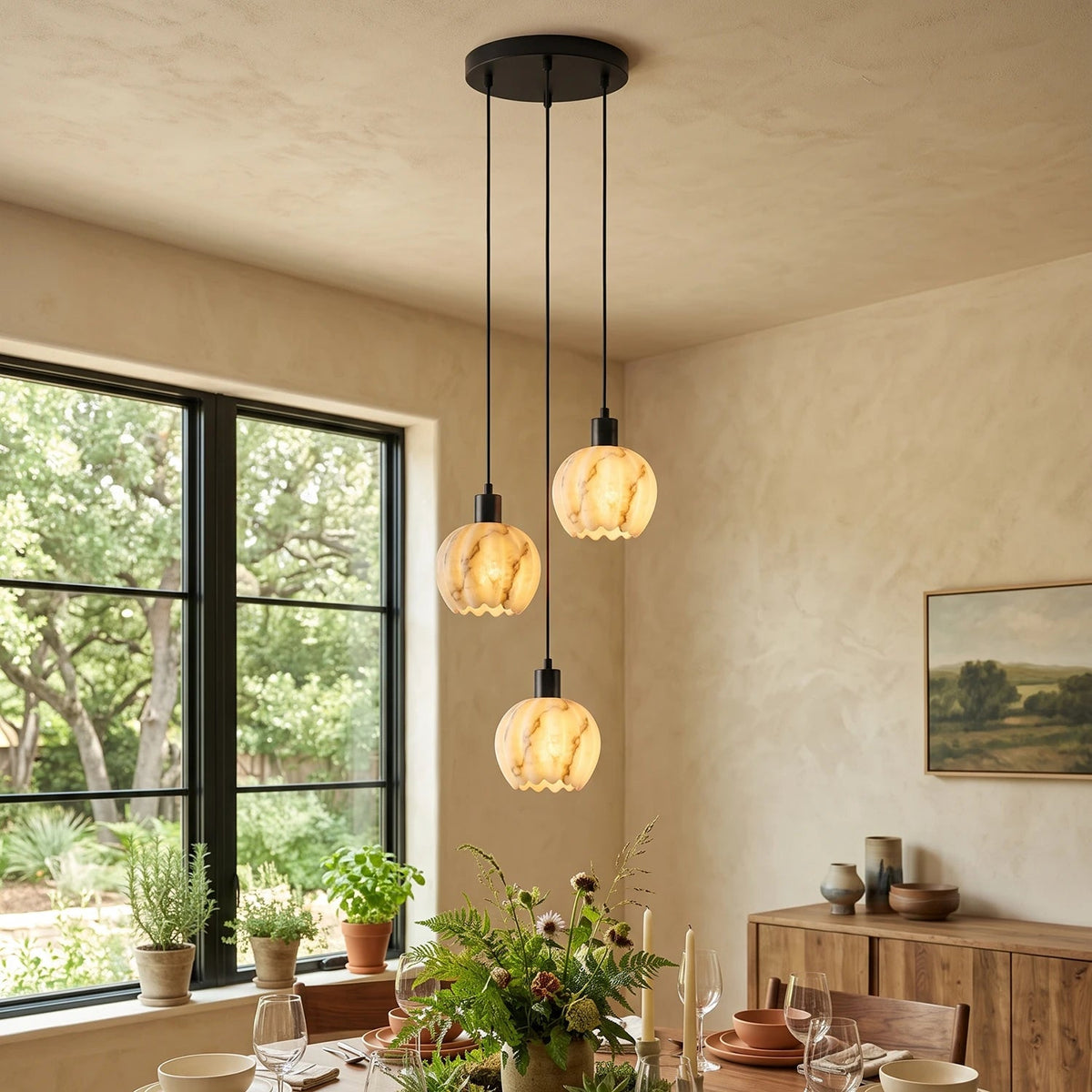Alabaster Petal Cluster Chandelier