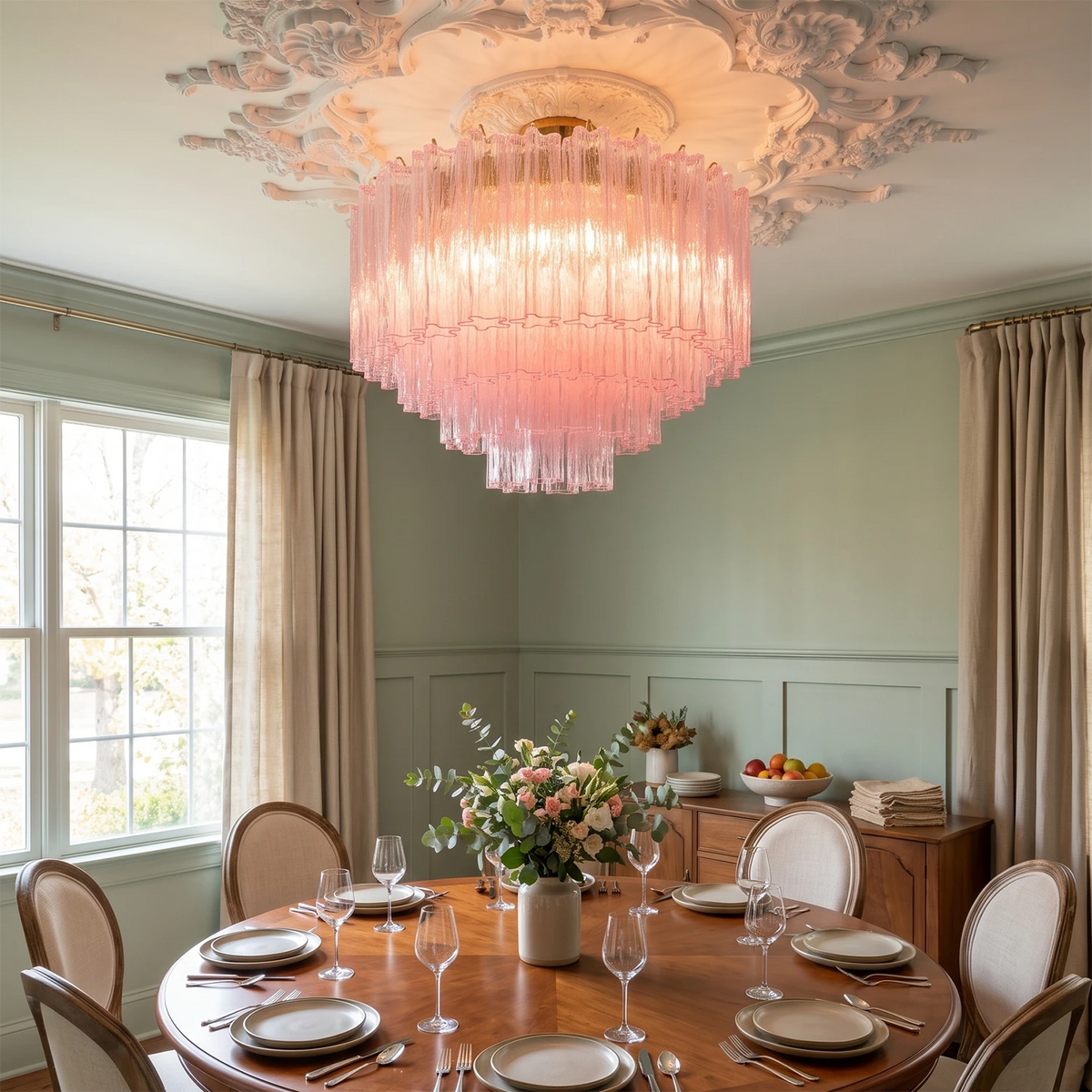 Solaine Tiered Textured Glass Flush Mount Ceiling Light