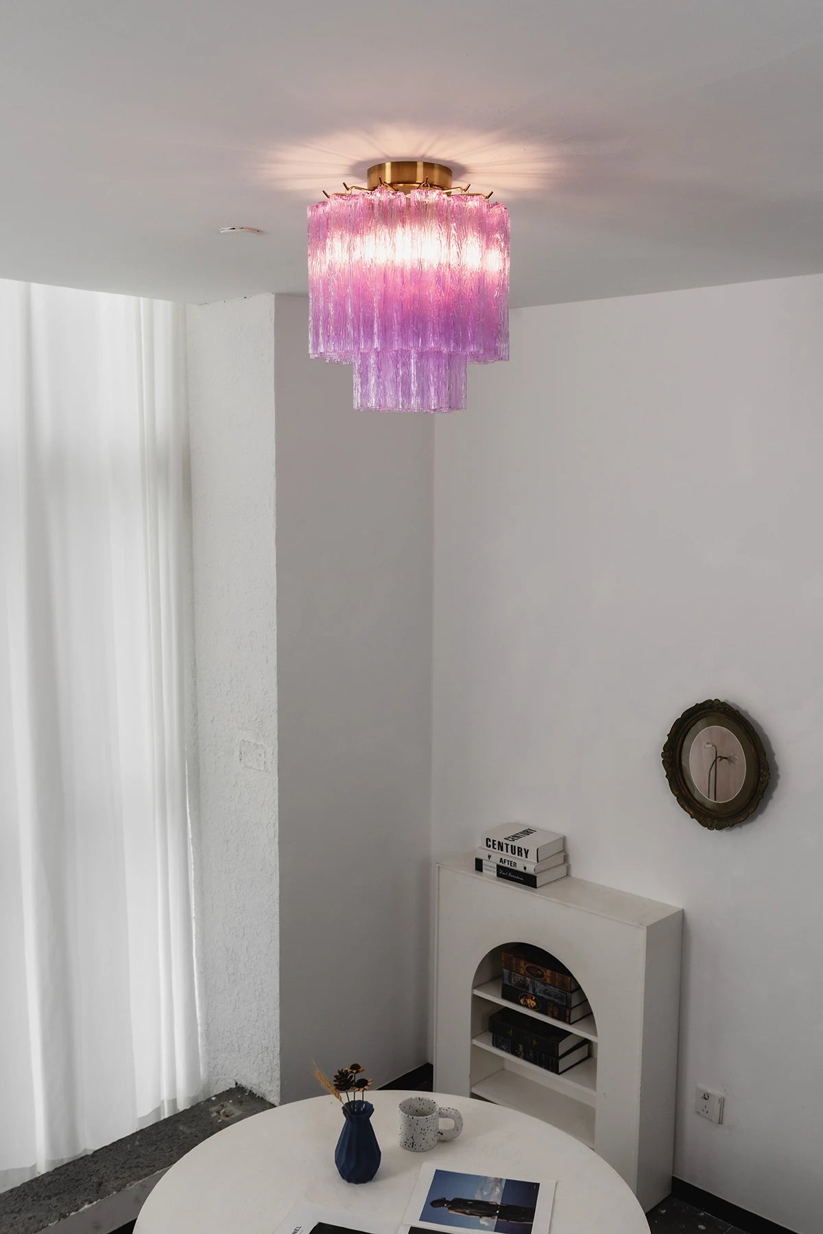 Solaine Tiered Textured Glass Flush Mount Ceiling Light