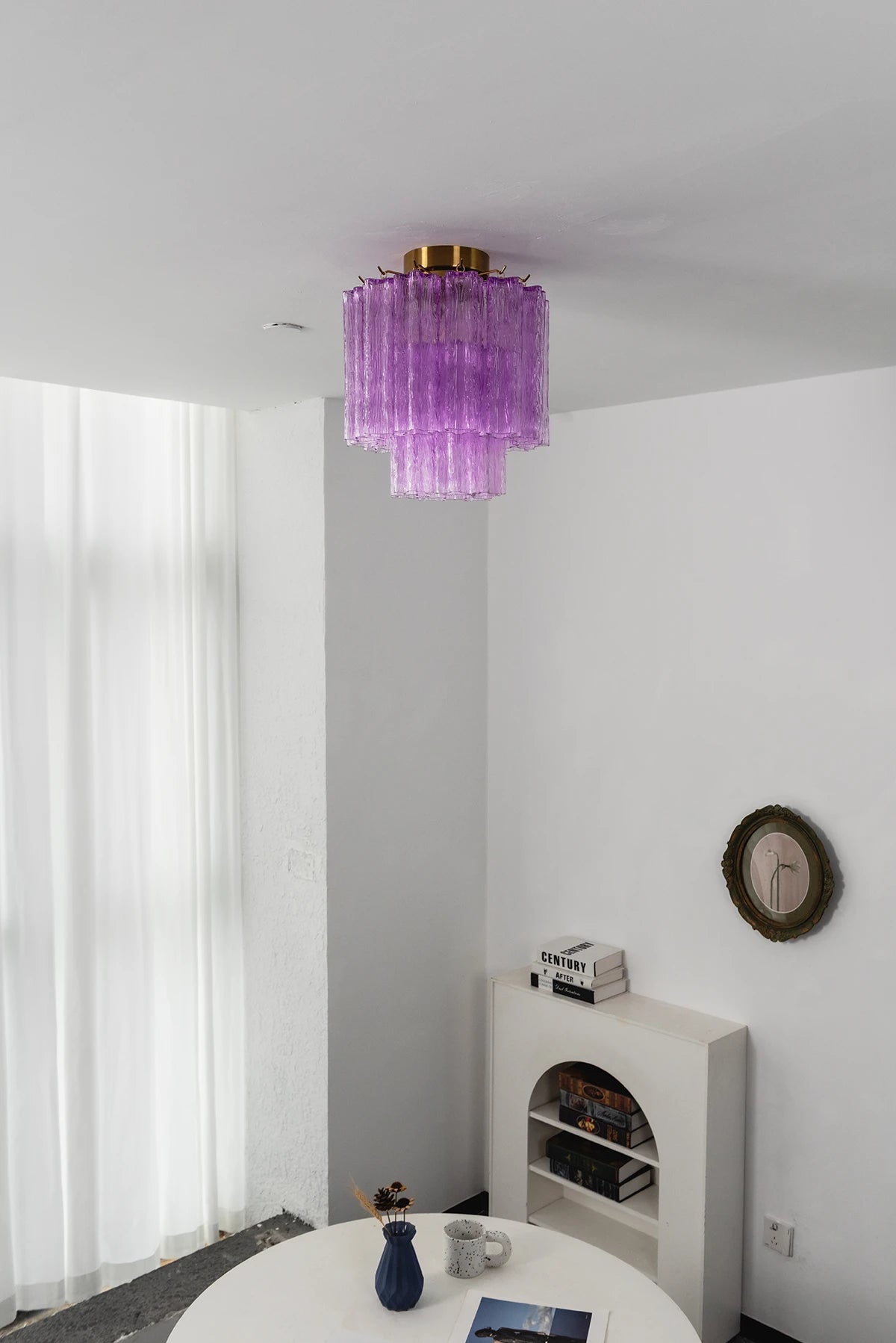 Solaine Tiered Textured Glass Flush Mount Ceiling Light