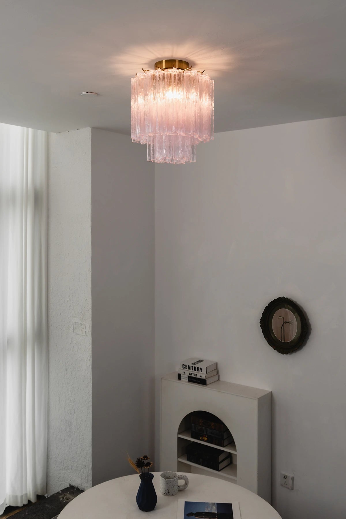 Solaine Tiered Textured Glass Flush Mount Ceiling Light