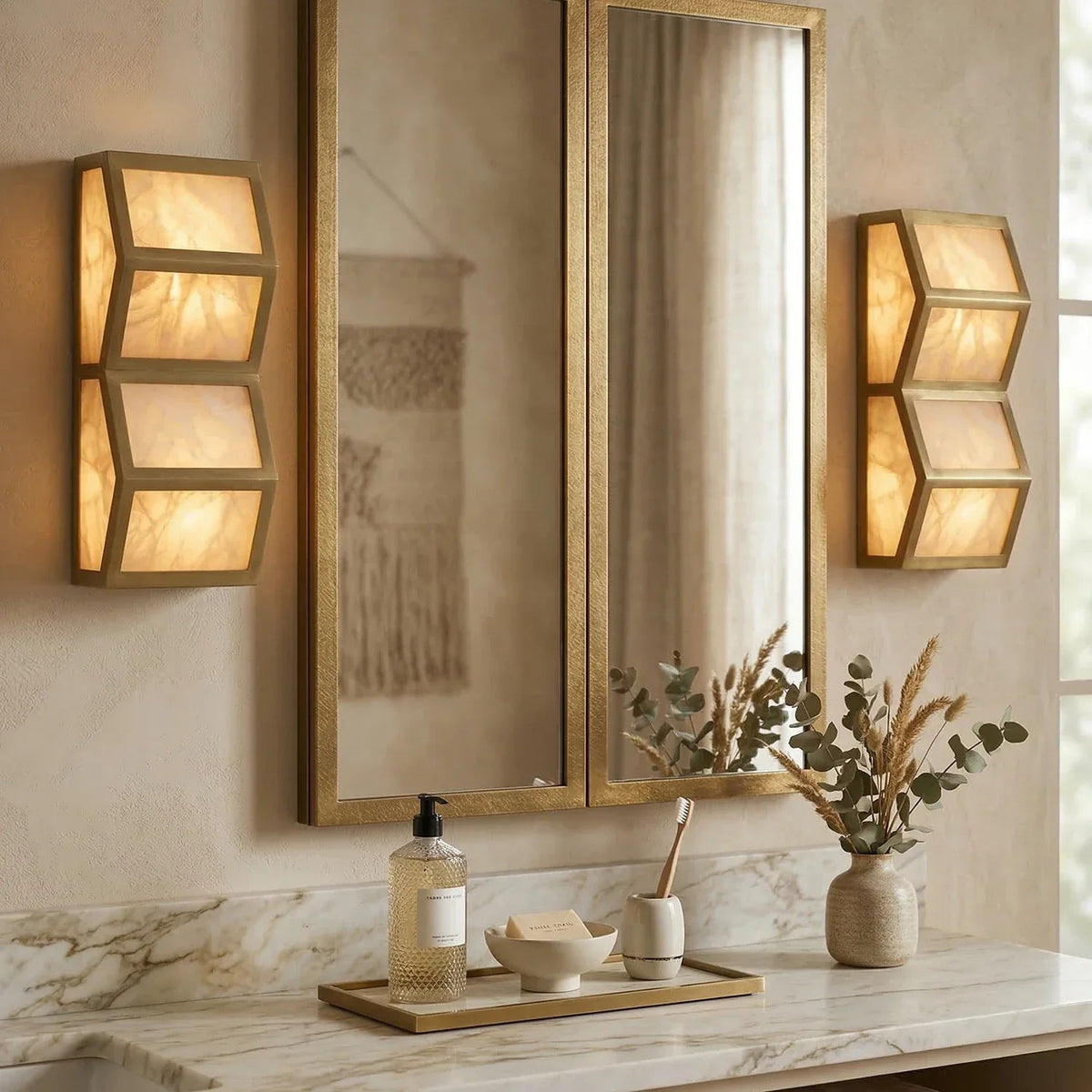 Alabaster Cascade Rectangular Wall Light
