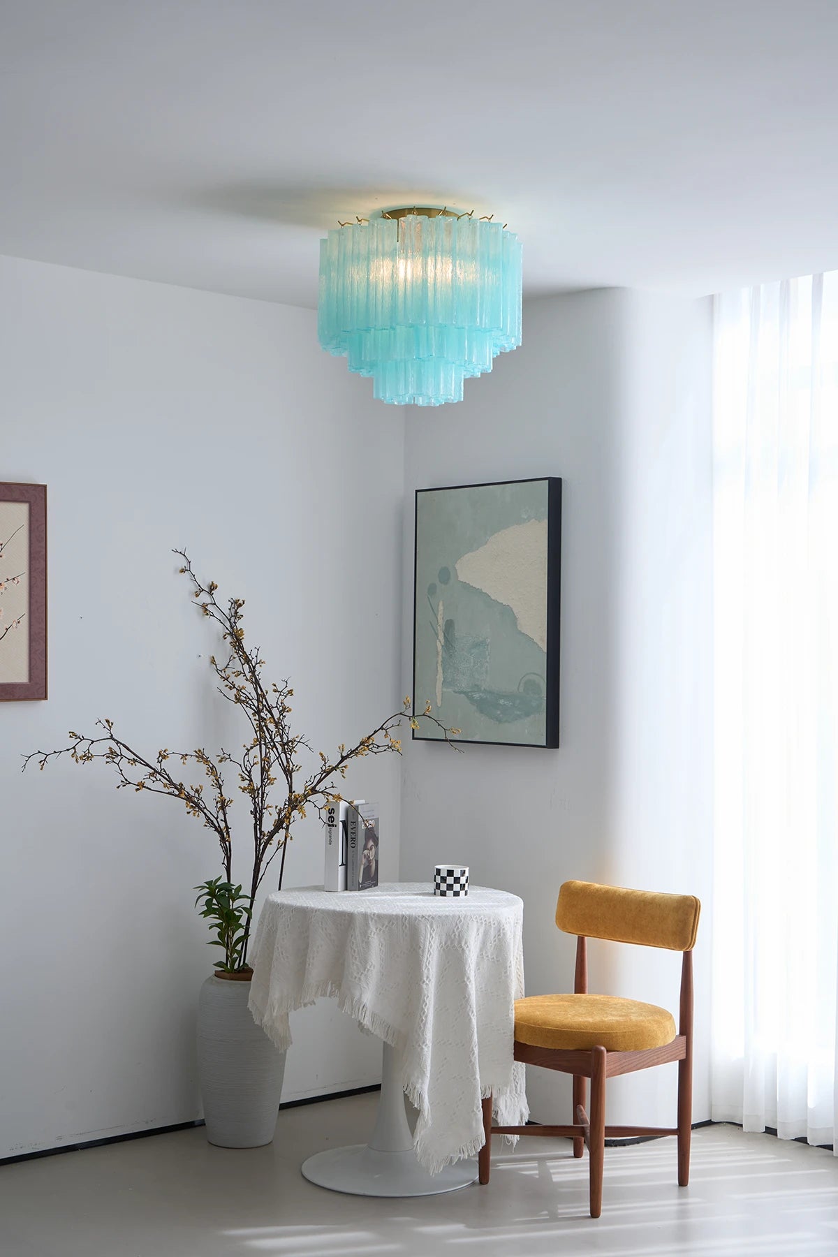 Solaine Tiered Textured Glass Flush Mount Ceiling Light