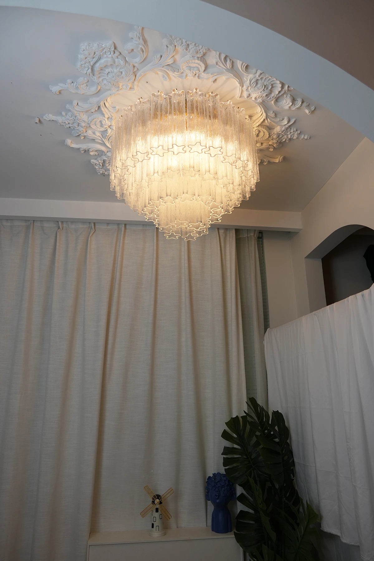 Solaine Tiered Textured Glass Flush Mount Ceiling Light