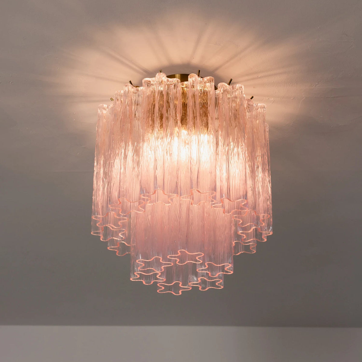 Solaine Tiered Textured Glass Flush Mount Ceiling Light