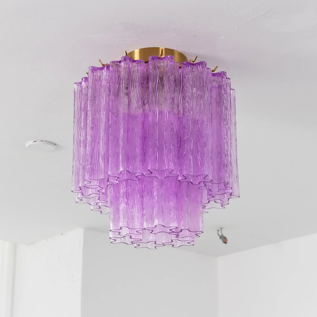 Solaine Tiered Textured Glass Flush Mount Ceiling Light