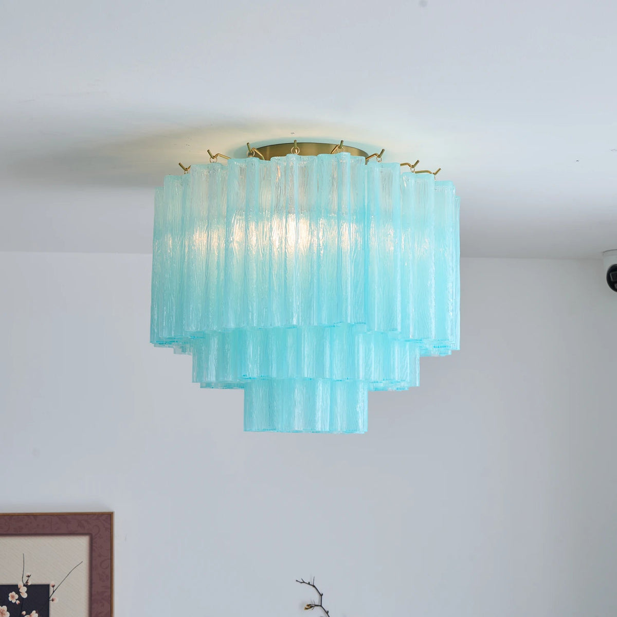 Solaine Tiered Textured Glass Flush Mount Ceiling Light