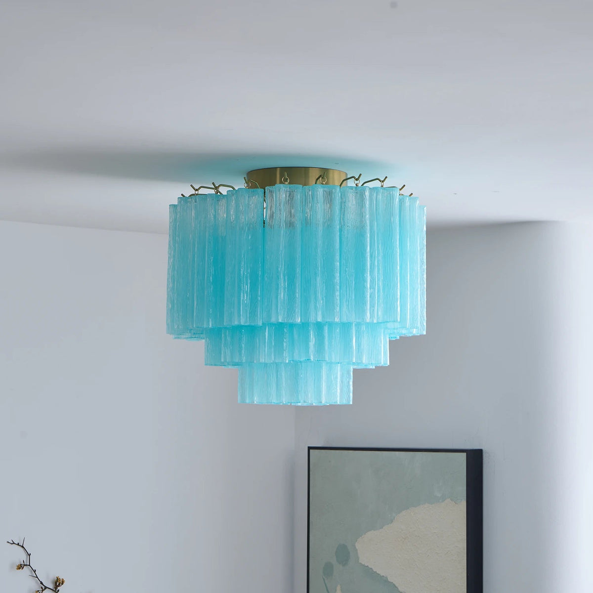 Solaine Tiered Textured Glass Flush Mount Ceiling Light