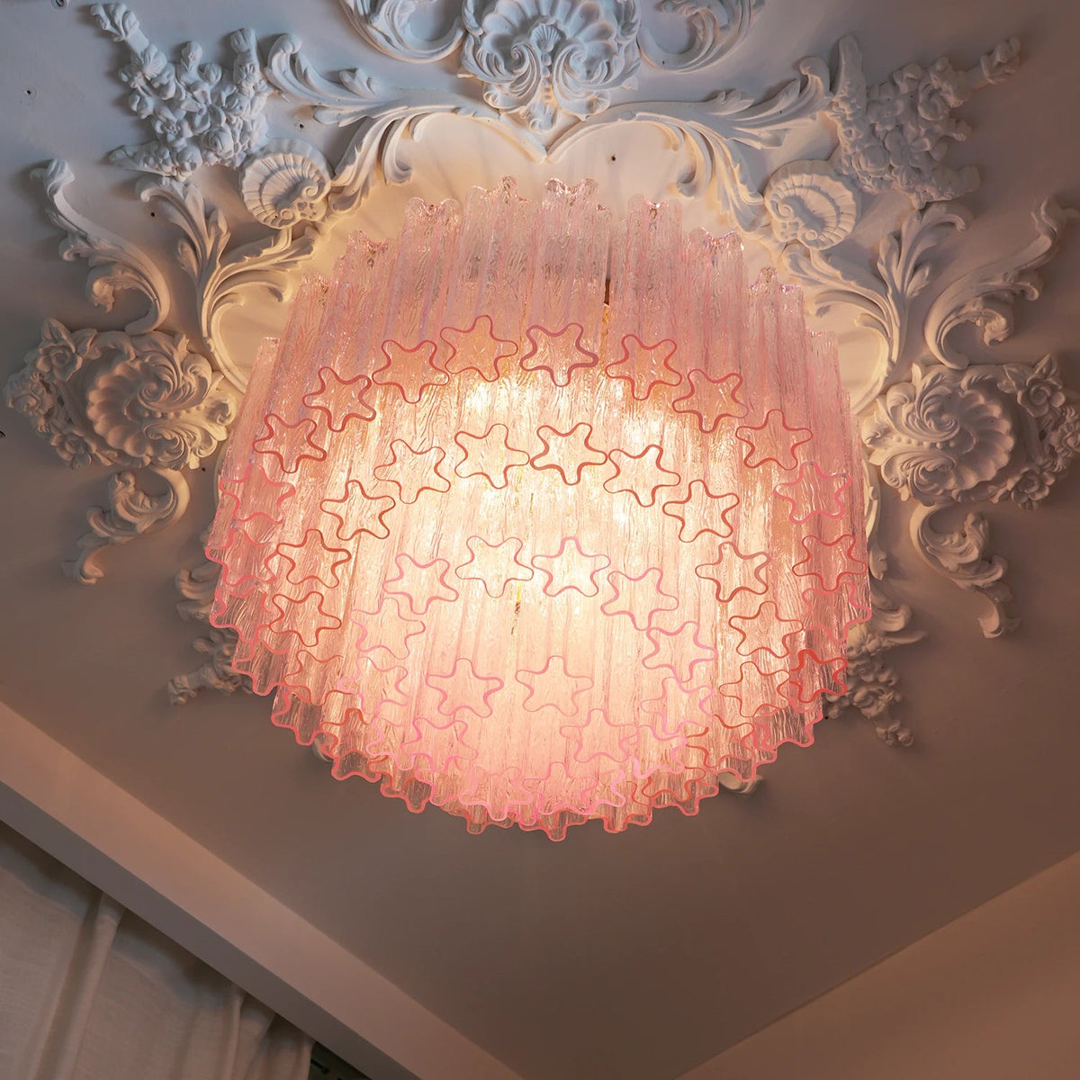Solaine Tiered Textured Glass Flush Mount Ceiling Light