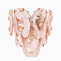 Lucent Petal pink sculpted glass wall sconce with chrome frame, white background