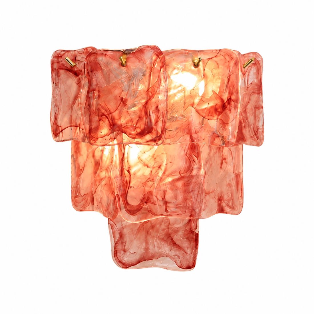 Marea Fold three-tier art glass wall sconce pink gold