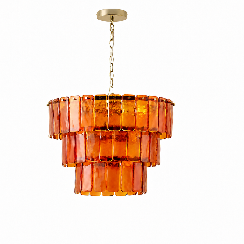 Solenne Ember Tiered Amber Glass Chandelier